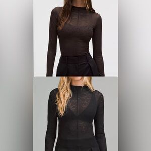 2 Lululemon long sleeve lace tops in black and brown